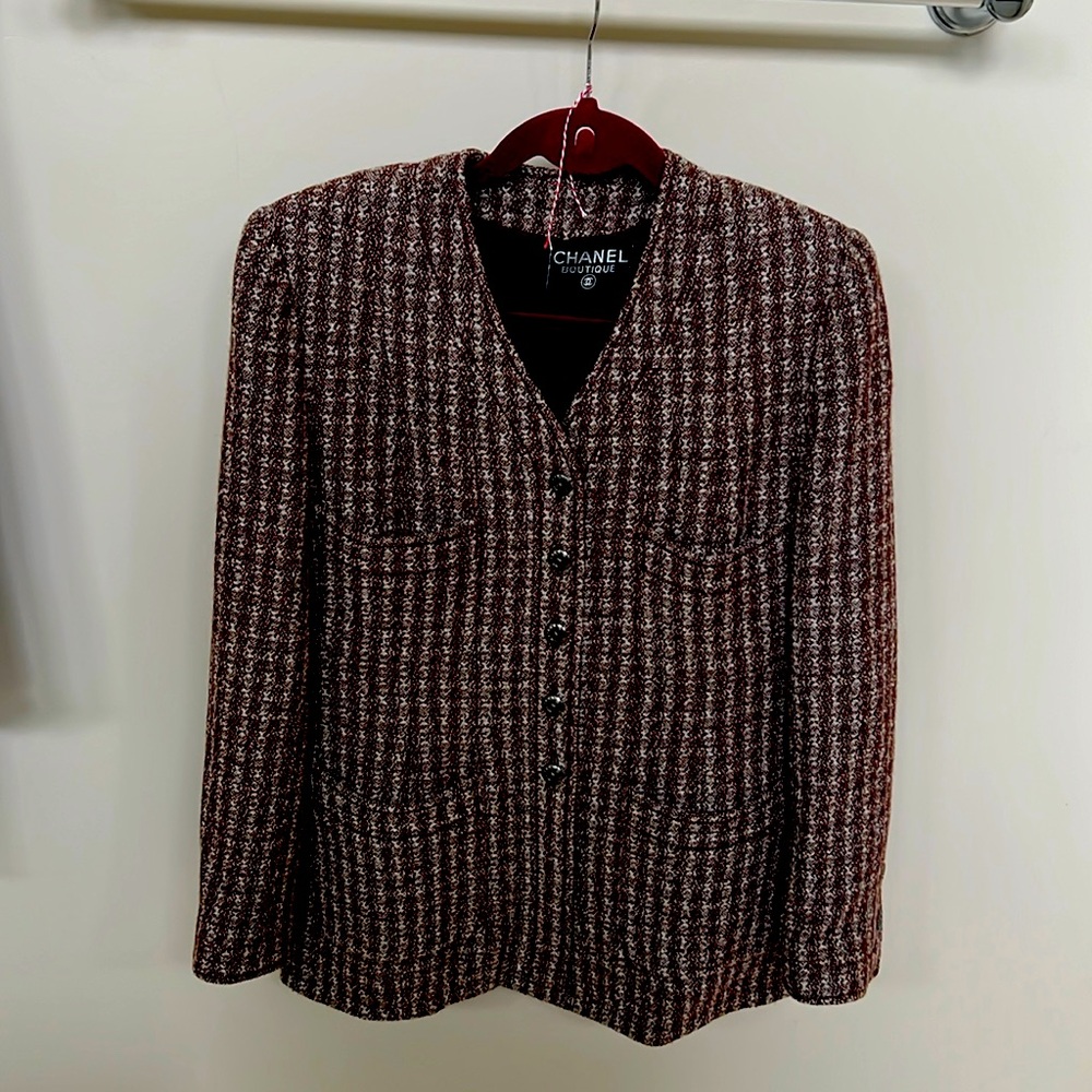 Chanel Brown wool skirt suit